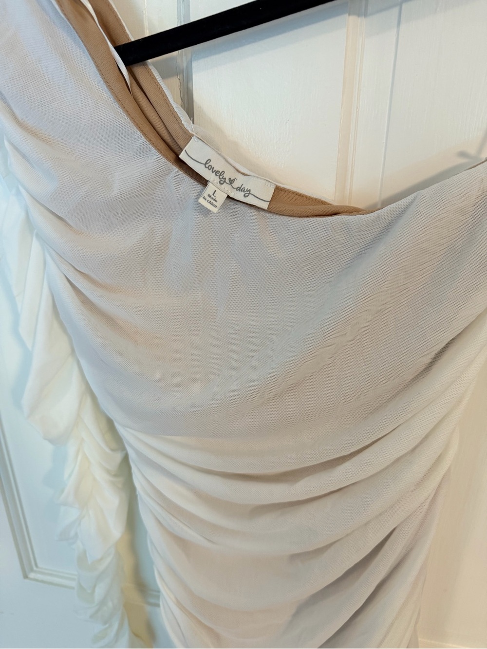 Lovely Day One-Shoulder Ivory Ruched Chiffon Dress